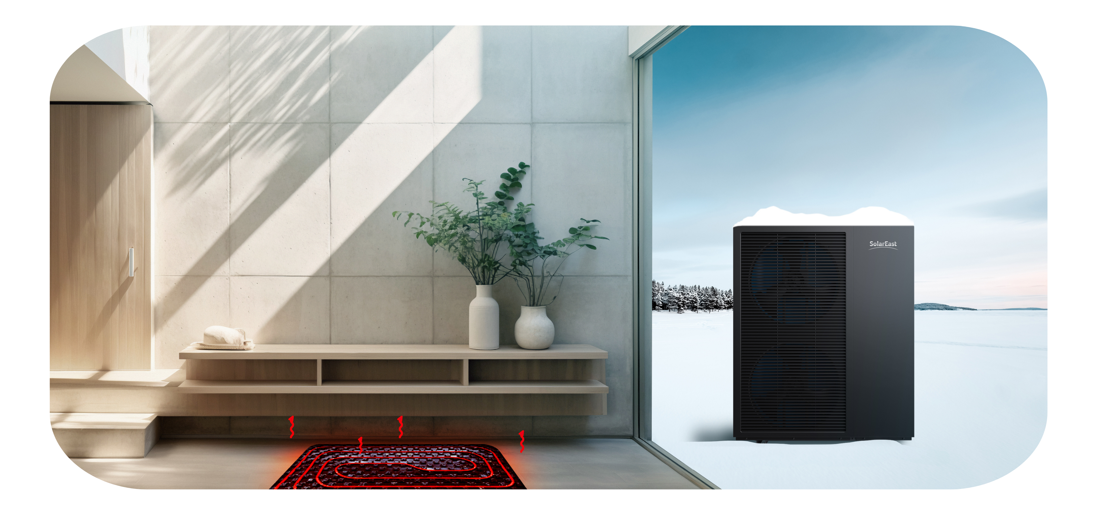 Syst&egrave;me de chauffage sous les pompes &agrave; chaleur dans une maison moderne