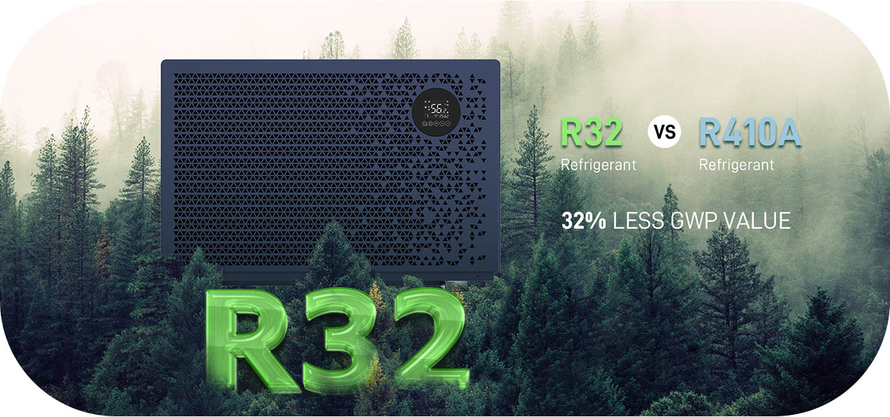 Pompe &agrave; chaleur pour piscine R&eacute;frig&eacute;rant &eacute;cologique R32