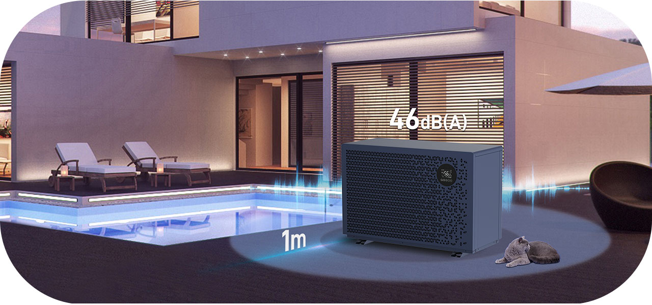 Pompe &agrave; chaleur pour piscine silencieuse &agrave; seulement 46 dB(A)